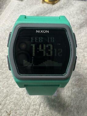 Nixon Digital Surf Watch — Teal and Gray